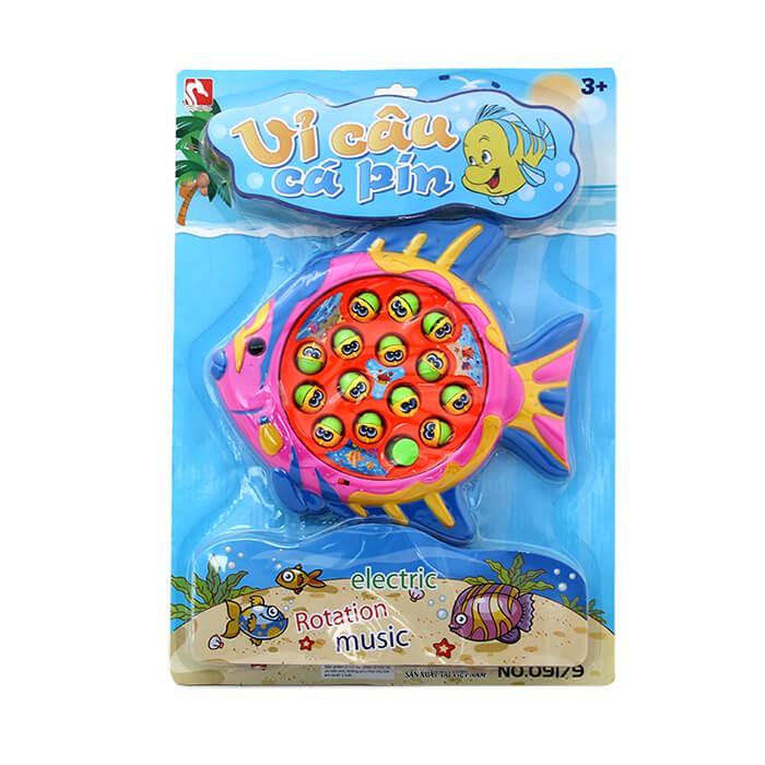 Vỉ đồ chơi câu cá 2 cần 15 cá hình cá dùng pin có nhạc tiếng Việt ,tặng pin.