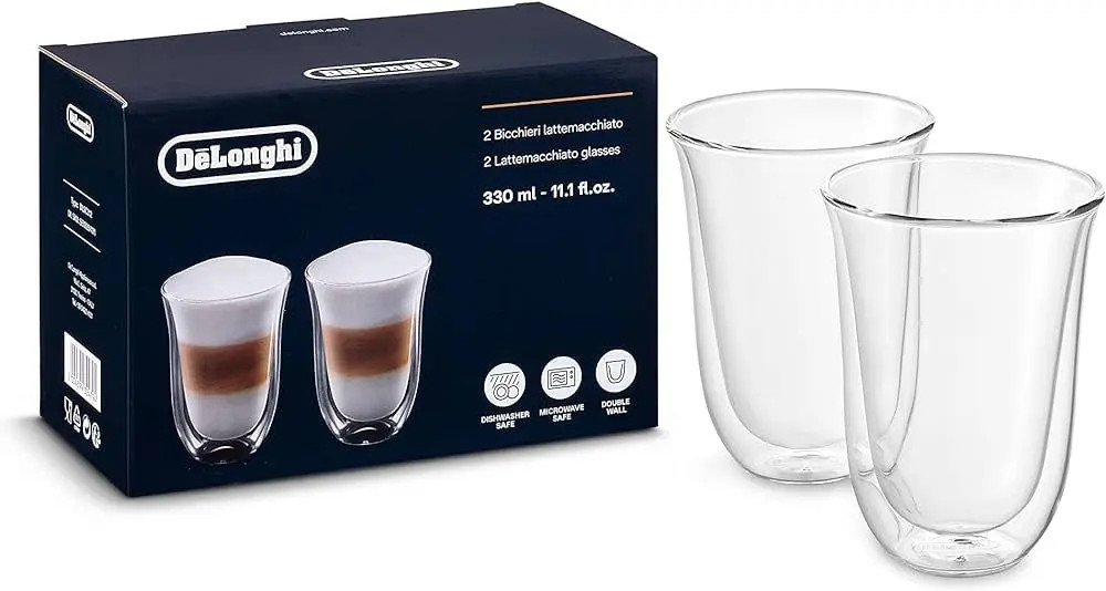 [Hàng chính hãng] Bộ 2 ly thủy tinh Latte, Macchiato DeLonghi (330ml)
