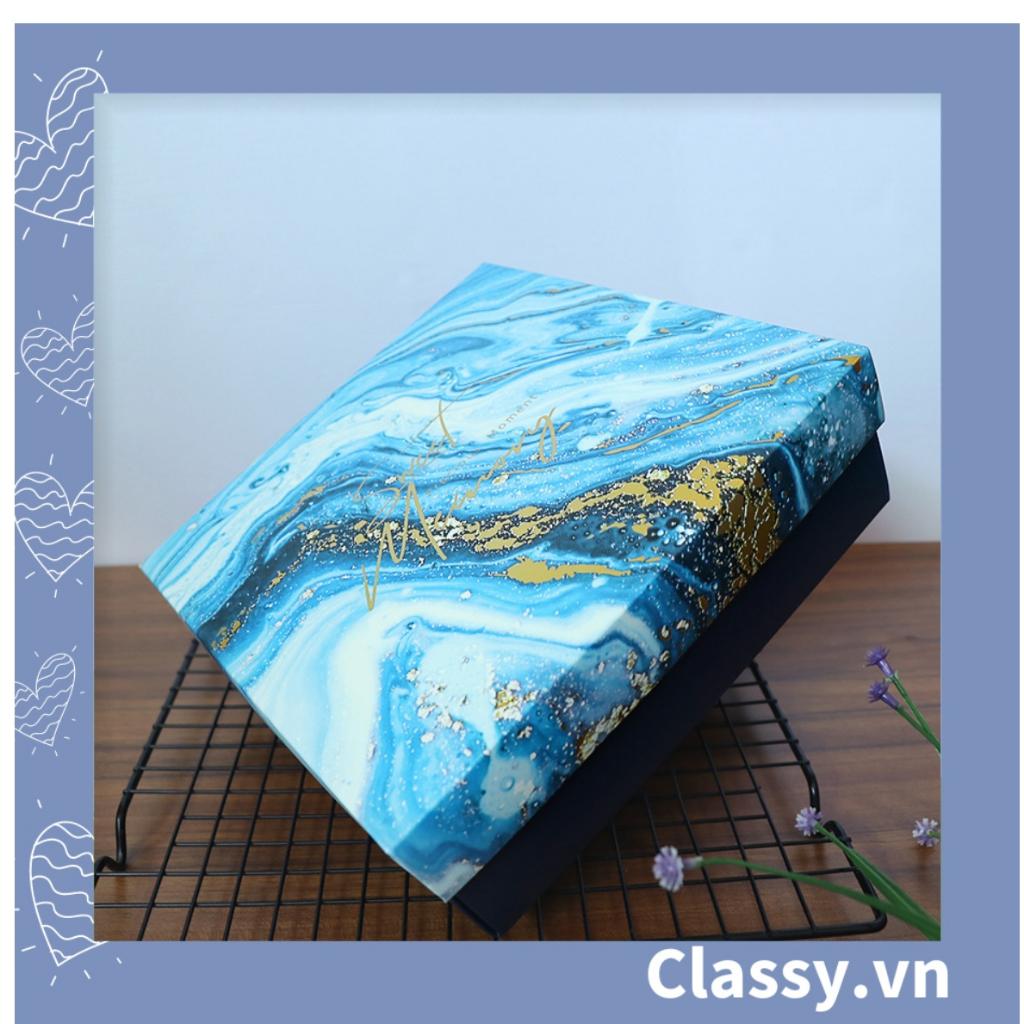 XÉ LẺ túi giấy Classy hoặc Hộp quà gấp kích thước 30,5x22x10cm quà tặng hoạ tiết màu xanh blue Q754
