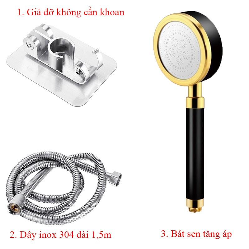 Bộ vòi sen tăng áp 300% bằng hợp kim nhôm chống oxi hóa , chống rỉ sét màu vàng đen sang trọng