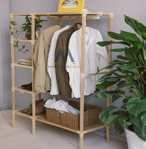 Tủ Treo Quần Áo Minhlongwood M16 - Kệ Gỗ Giá Treo Quần Áo Thông Minh - Trang Trí Nội Thất - Màu Sắc Tự Nhiên