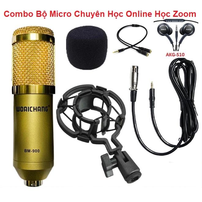 Bộ Micro Thu Âm, Tặng Tai Nghe AKG-S10 Tặng Dây Chia 2 - Chuyên Học Online, Học Zoom - Hát Karaoke Trên App