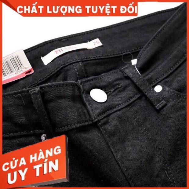 Quần jeans nữ skinny đen rách gối- jeans mềm giãn