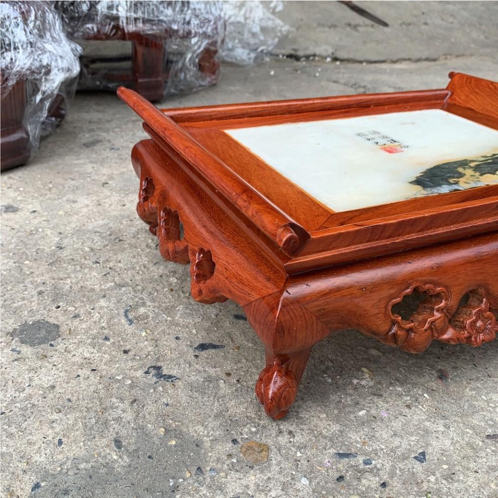 Khay trà 3 bông mặt đá gỗ hương - Khay uống trà cổ điển