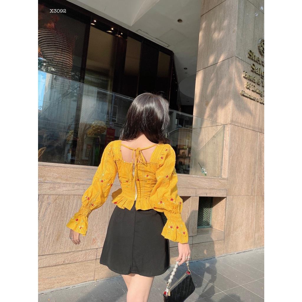 SET ÁO HOA CỔ U KÈM CHÂN VÁY