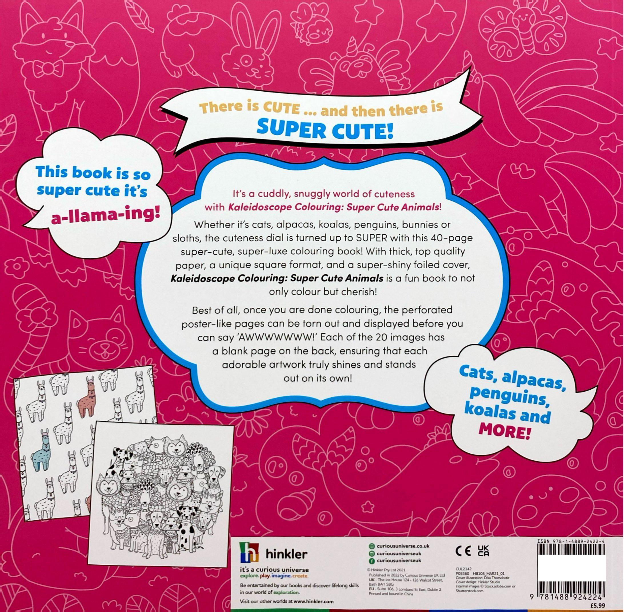 Sách ngoại văn: Kaleidoscope Colouring - Super Cute Animals