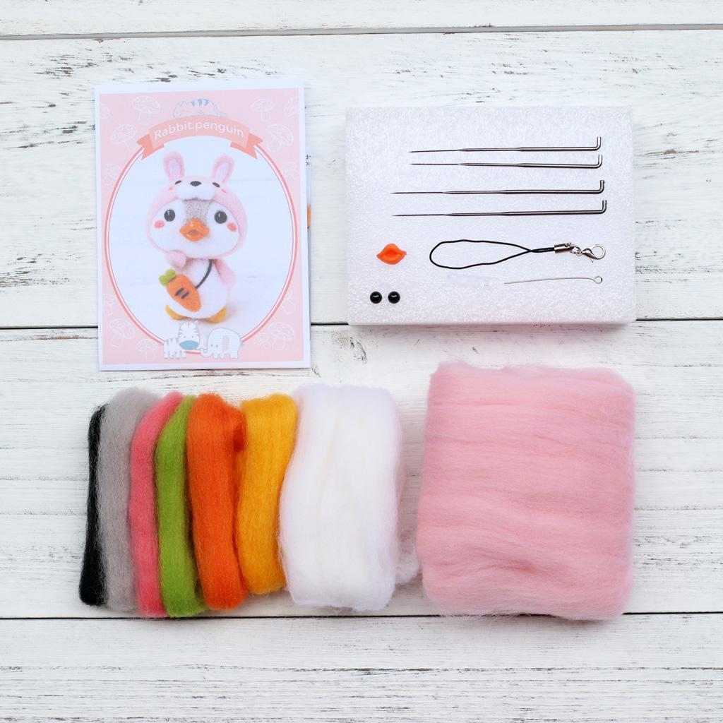 Lovely Needle Felting Animal Kit Felted Animals Needle Felting Starter Kit for Kids Beginners Art Projects with Basic Tools 6 x 4.5cm