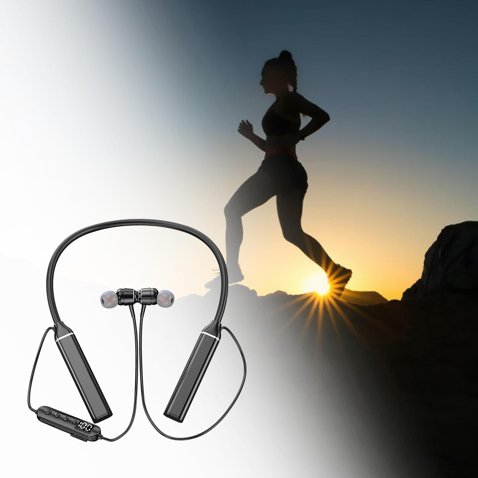 Neckband Headphones V5.3 Stereo Earpieces for Gym Running Working Laptop