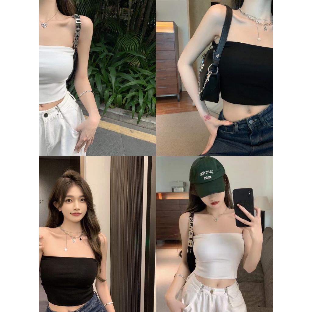 Ao ống croptop thun gân dáng dài, không đệm mút, SiêuHot, SiêuSe.xy chất liệu cogiãn Nữ Women Dáng Ngắn Áo Ong
