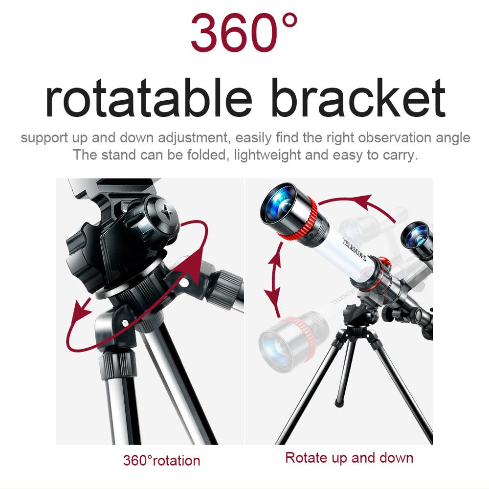 Outdoor Telescope High Clear Astronomical Refracting Telescope Science Teaching Toy with 20X 30X 40X Magnification Eyepieces Tripod for Kids Children Beginners