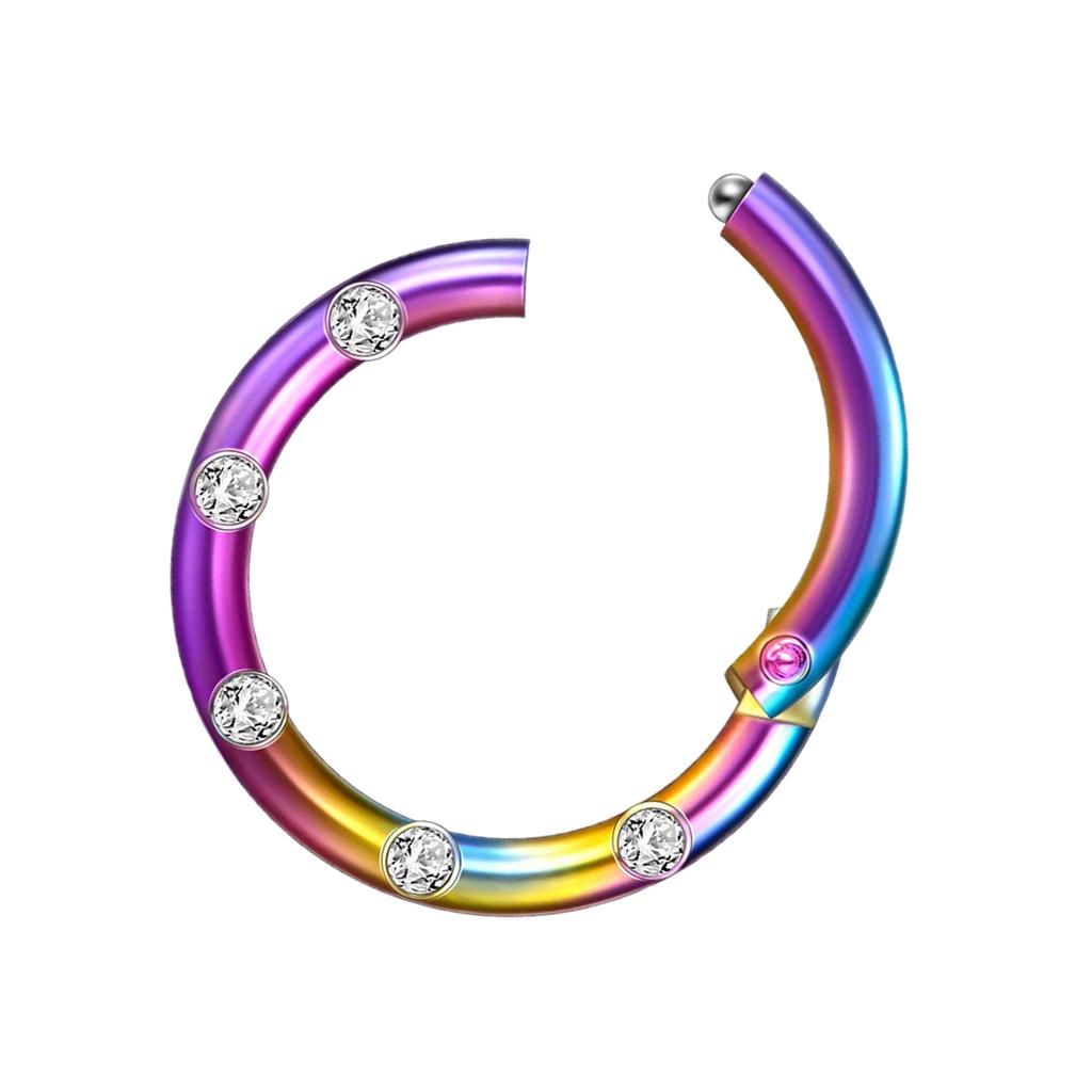 2 Pieces Seamless Hinged Nose Ring with Rhinestone Body Jewelry 16G 1.2x8mm