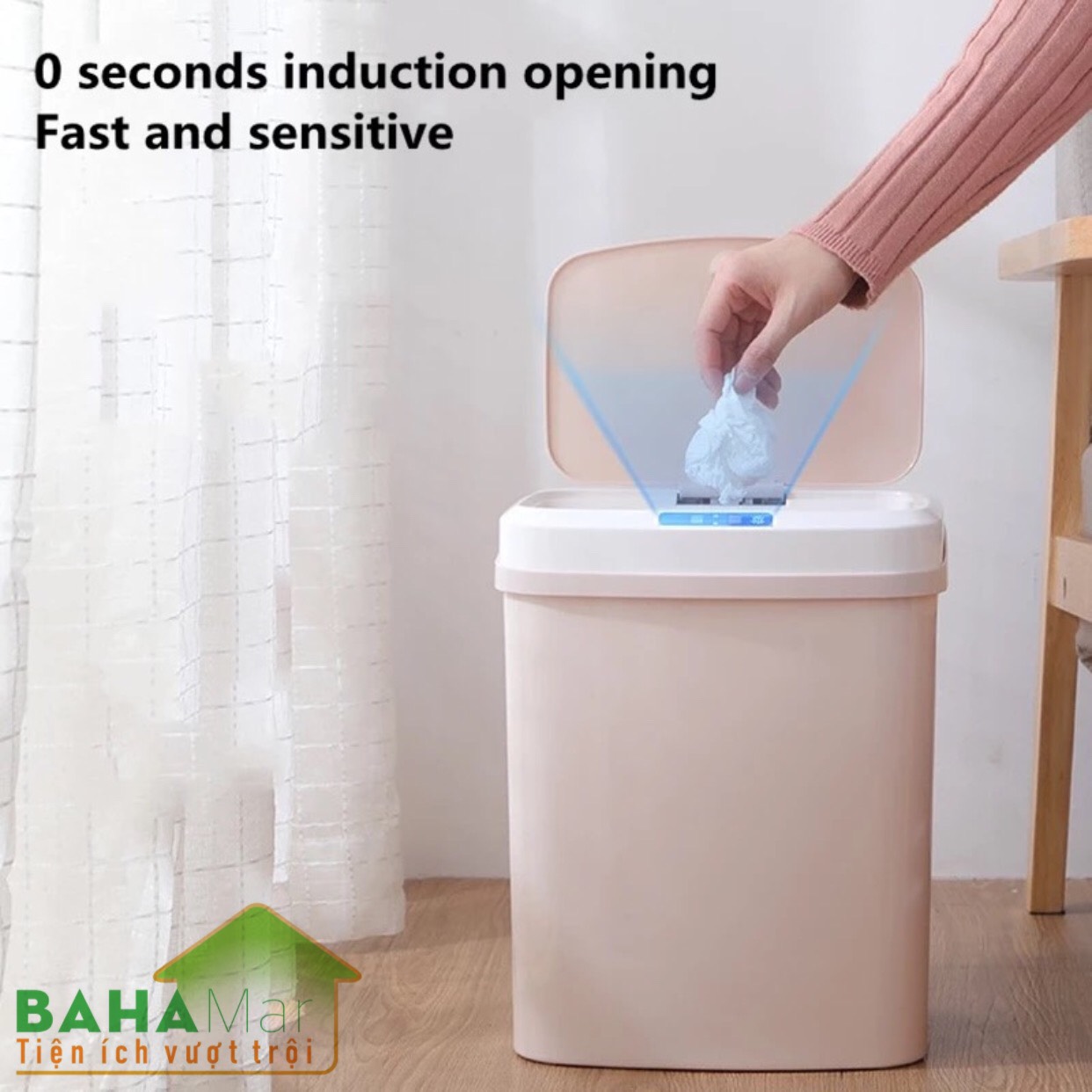 THÙNG RÁC THÔNG MINH TỰ ĐỘNG MỞ NẮP BẰNG CẢM ỨNG 15L BAHAMAR với Chế độ cảm ứng Thông Minh cảm ứng hồng ngoại