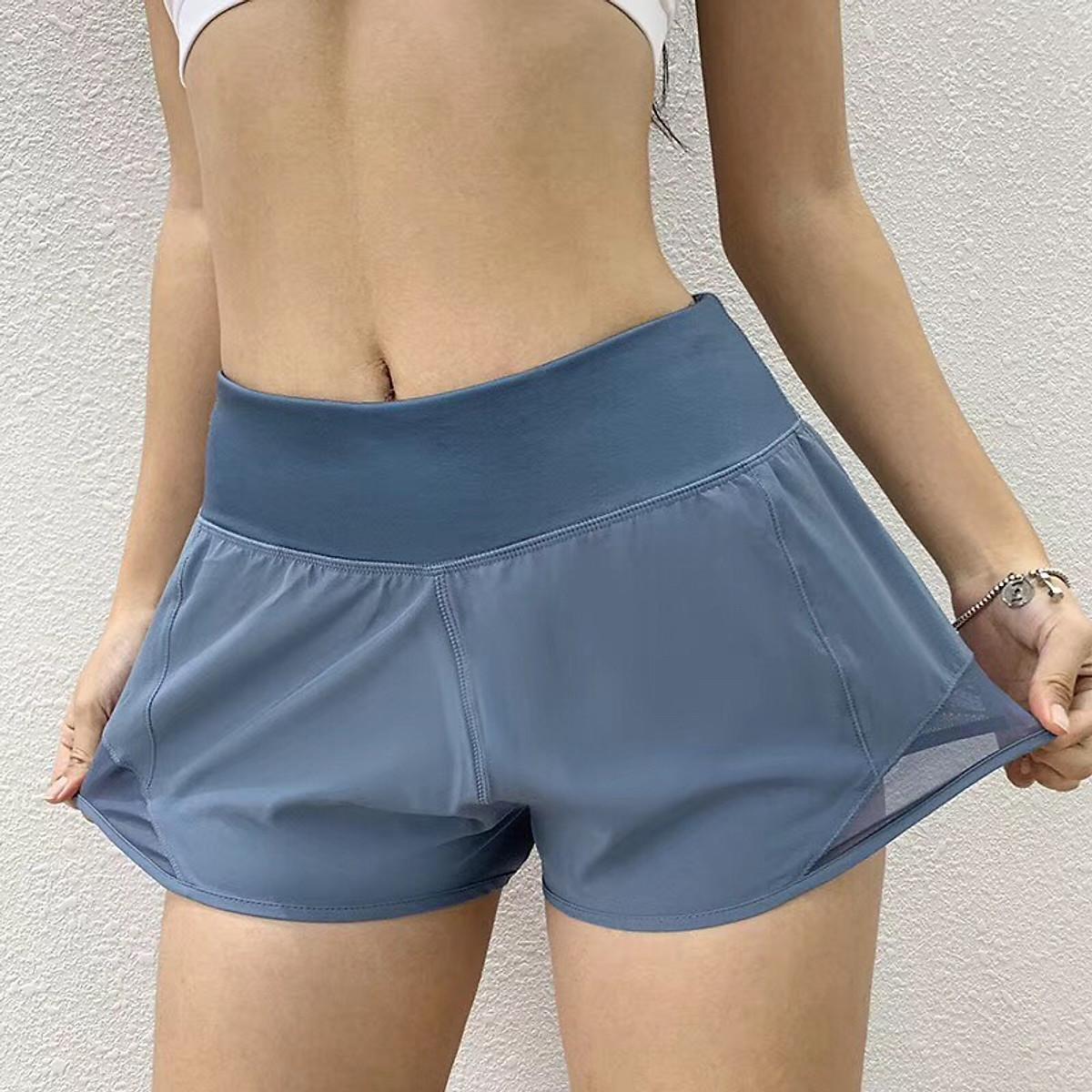 Quần Đùi Short Khoá Kéo Sau Lưng 2 Lớp Xanh Ngọc Phối Lưới