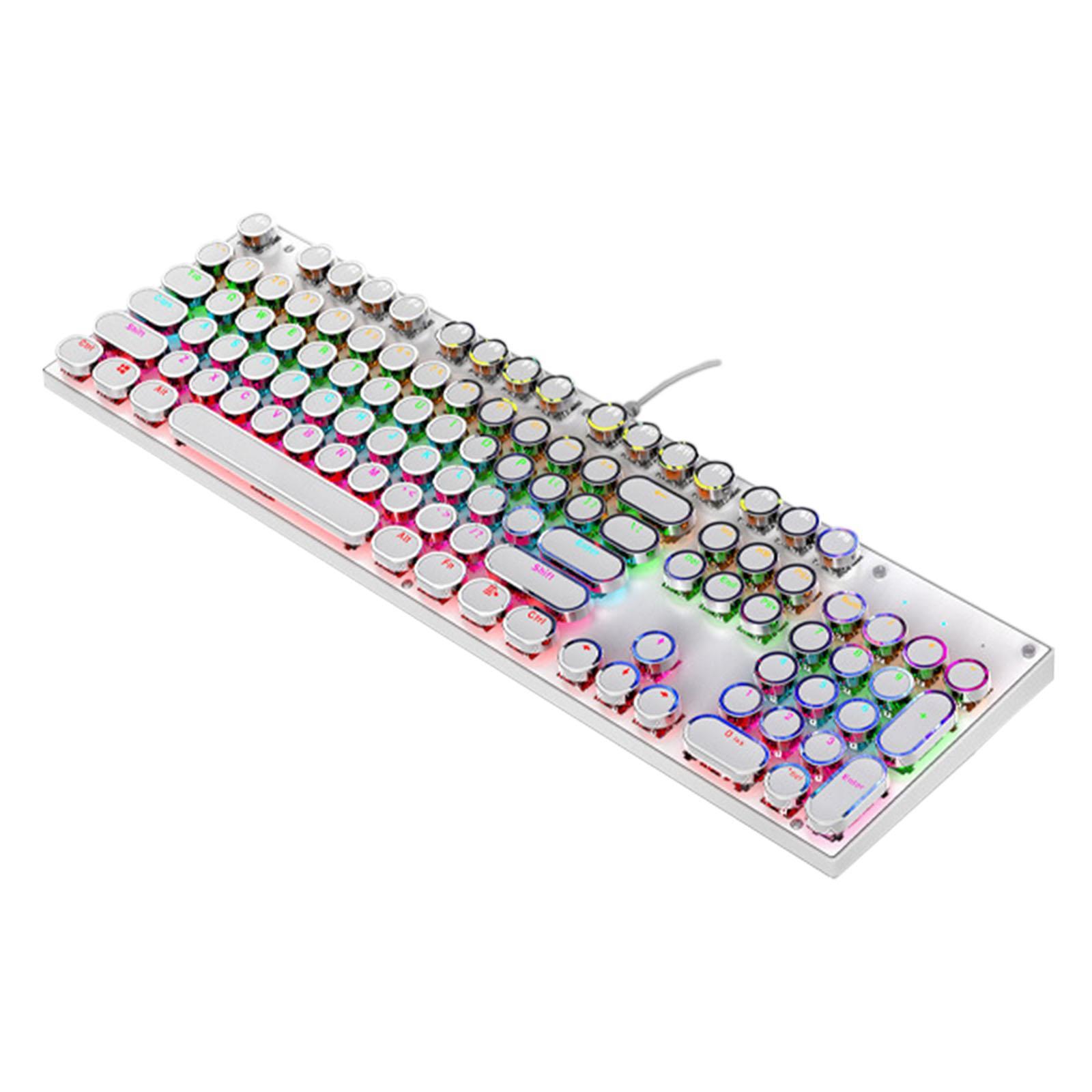 Retro Punk 104 Keys Gaming Keyboard Blue Switch Mechanical Shaft Gaming Keypad for Office Home Game PC