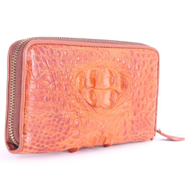 Bóp nữ da cá sấu Huy Hoàng 1 khóa nguyên con màu đen, nâu đỏ, vàng bò, nâu đất HT3245-46-47-48