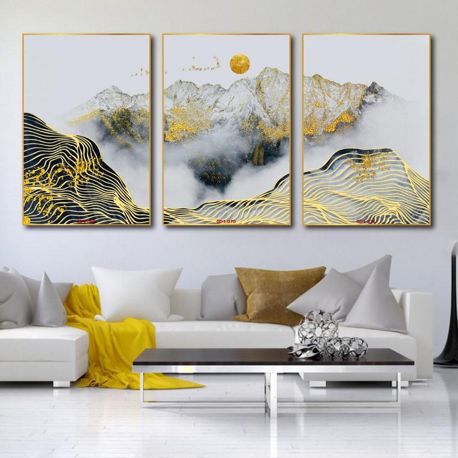 Tranh Canvas - Bộ 3 Tấm Tranh Treo Tường Phong Cảnh Núi Rừng 1 - Tặng Kèm Đinh Đóng Tường Không Cần Khoan