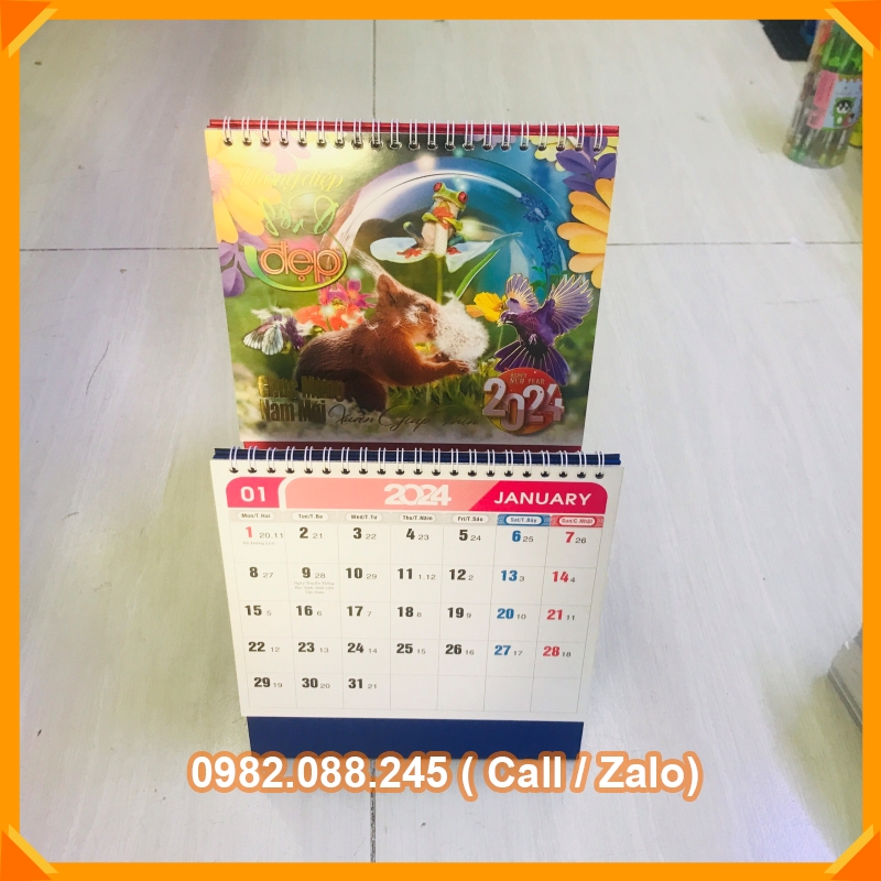 Lịch bàn 2024 năm kích thước 16cm x 24cm mẫu ngẫu nhiên