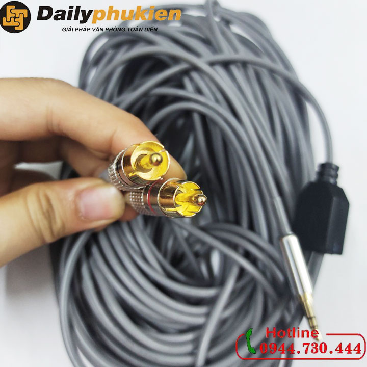 Dây loa 3.5mm sang 2 đầu AV dài 30m