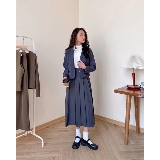 Áo khoác blazer nữ cổ gập dài tay 2 cơi túi 76a38 by germe