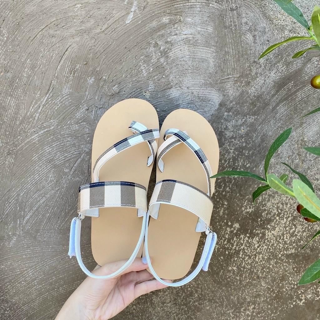 dép quai hậu nữ ( đế kem sữa quai sọc ca rô vàng ) sandal đồng nai size từ 35 nữ đến 42 nữ có đủ size ib chọn thêm