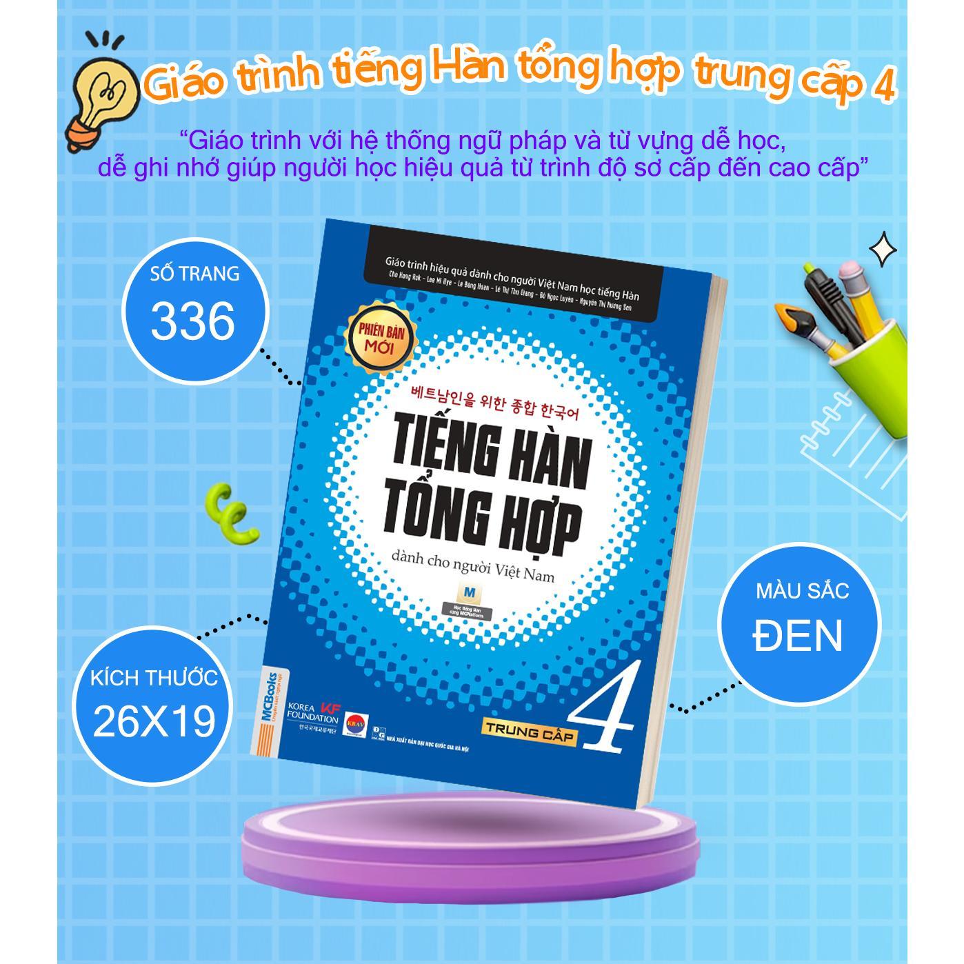 Sách - Giáo Trình Tiếng Hàn Tổng Hợp Trung Cấp 4 - Bản Đen Trắng - MCBooks