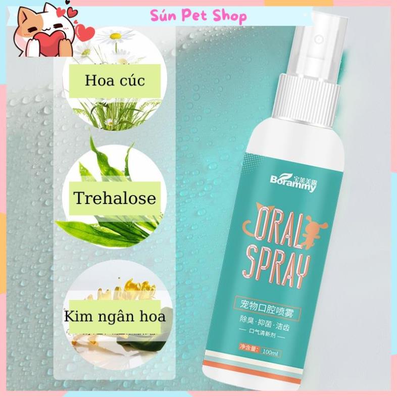 Xịt thơm miệng cho chó mèo Borammy 100ml