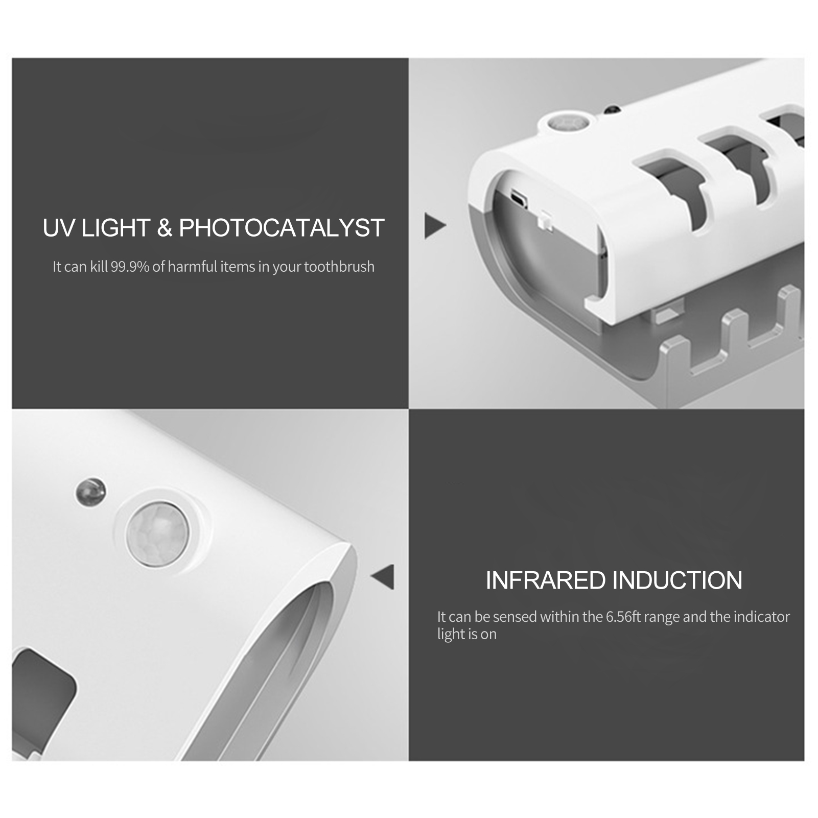 Đồ cất bàn chải đánh răng thông minh, làm sạch bằng tia UV, treo tường nhà tắm