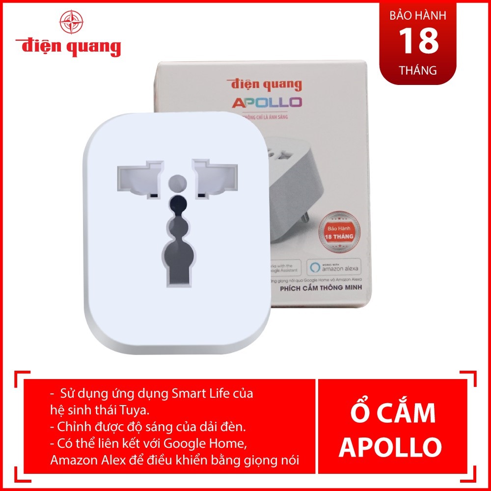 Phích Cắm Thông Minh Điện Quang Apollo ĐQ SP1.1 01 Wifi Trắng - Hàng chính hãng