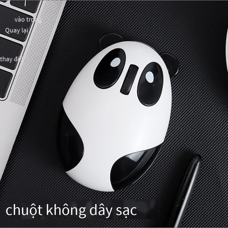 Điểm tốt nhất chuột không dây 2.4G cô gái hoạt hình dễ thương chuột gấu trúc tích hợp pin sạc tắt tiếng