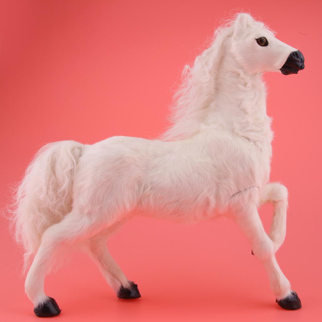 Simulation Animal 12'' White Horse Model Figure Kids Toy Home Garden Decor