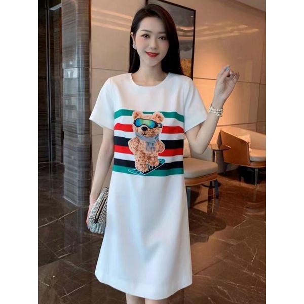 HÀNG NHẬP - ĐẦM SUÔNG LỤA HT GẤU PHỐI SỌC MÀU
