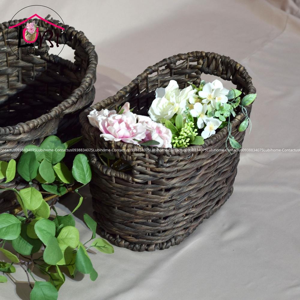Sọt đựng đồ đan lục bình hình nén bạc - sang trọng