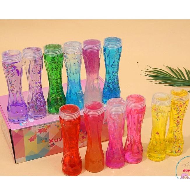 Slime DẠNG CHAI XOẮN 380ML charm nhũ đa dạng 9 màu cực đẹp Đồ chơi hũ slam chất nhờn ma quái squishy
