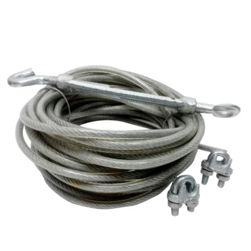 50 mét dây cáp lụa bọc phi 4mm kèm 2 khóa 2 nở sắt móc 1 tăng đơ