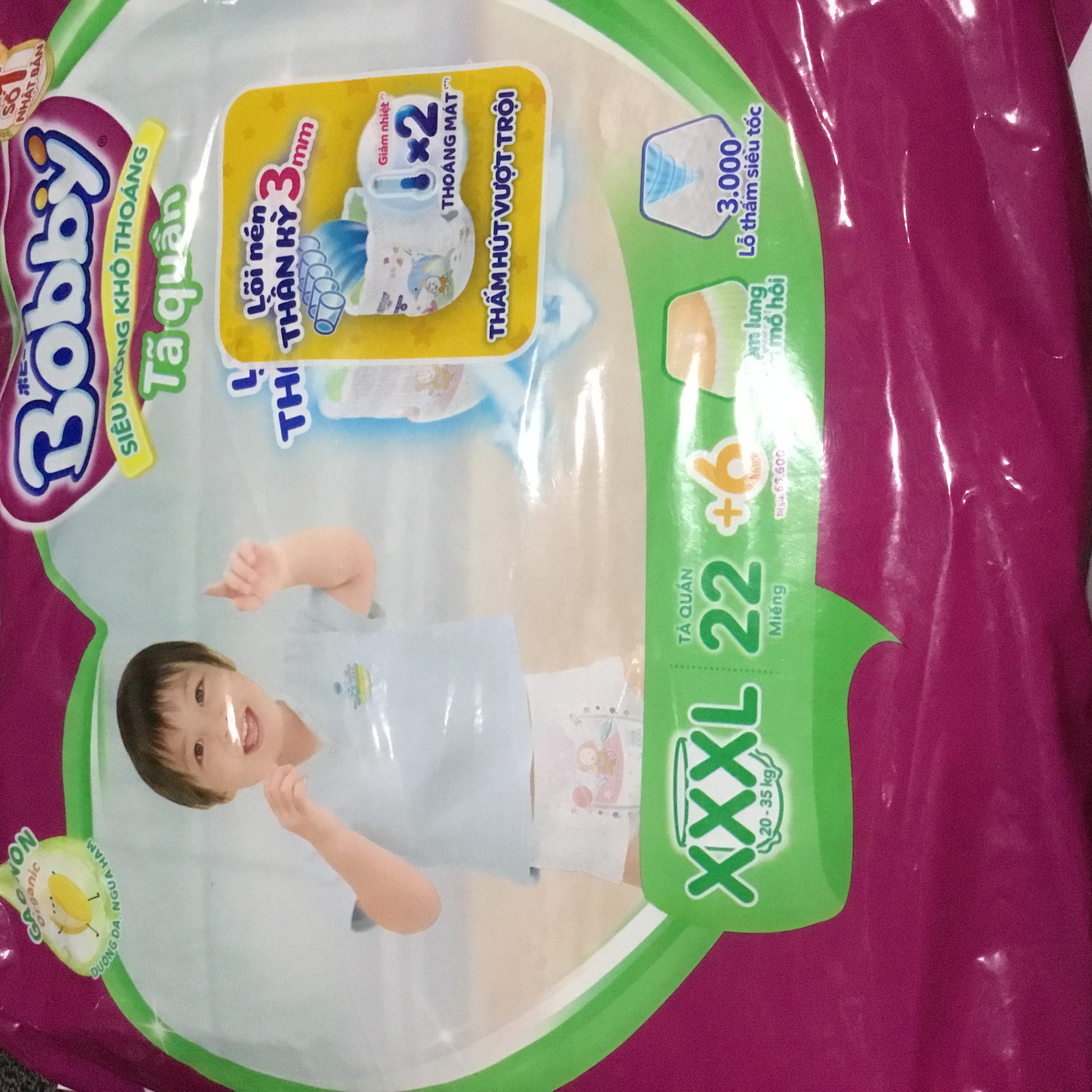 Tặng Thêm 6 Miếng- Tã quần Bobby XXXL22 -[Shop Còn Có Bobby XXXL29]- Date mới