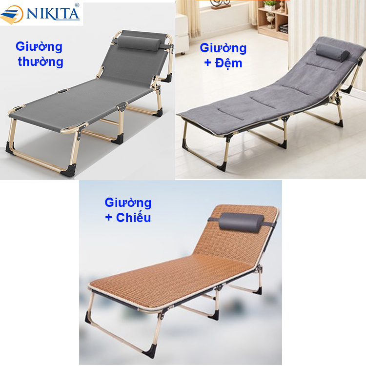 Giường xếp gọn văn phòng NIKITA siêu bền - Khung thép sơn tĩnh điện - Vải bạt 4D