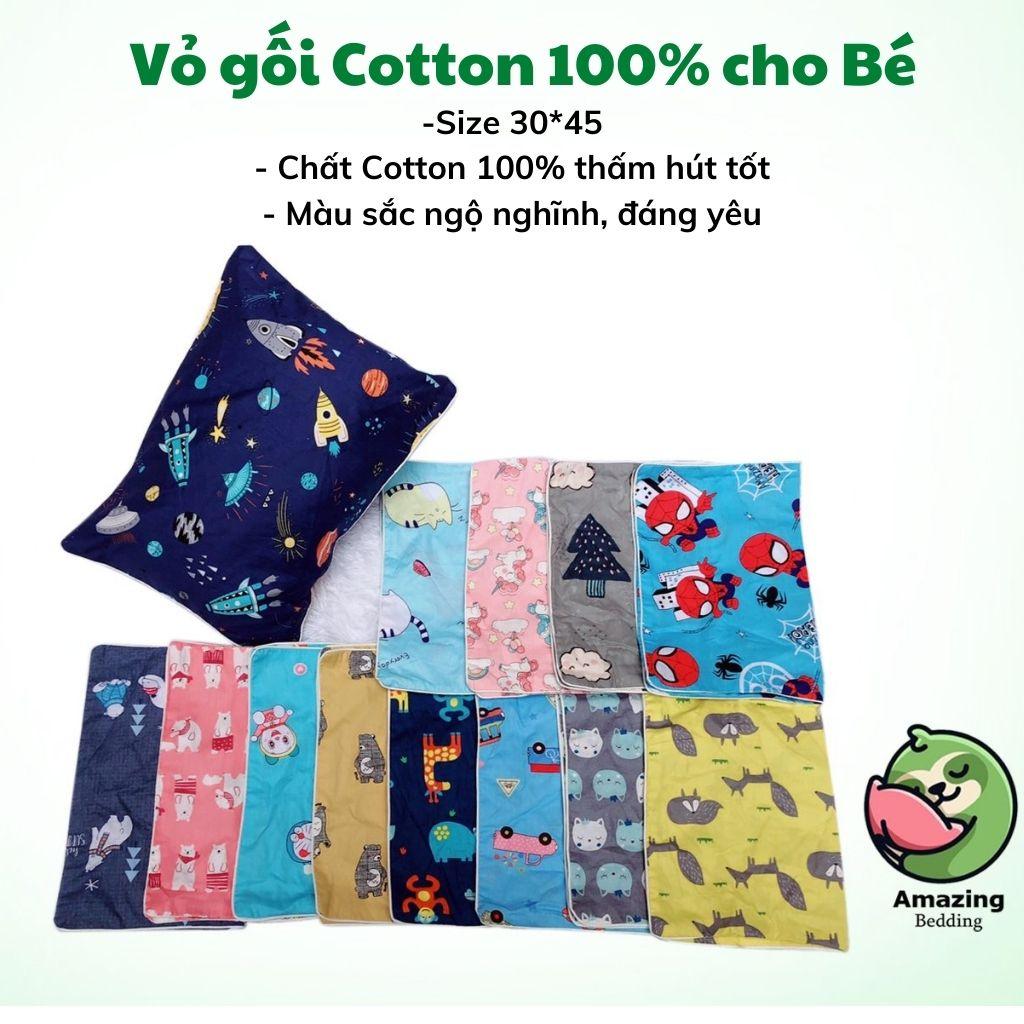 Vỏ (áo) gối Cotton 100% dùng thay thế cho bé size 30-45