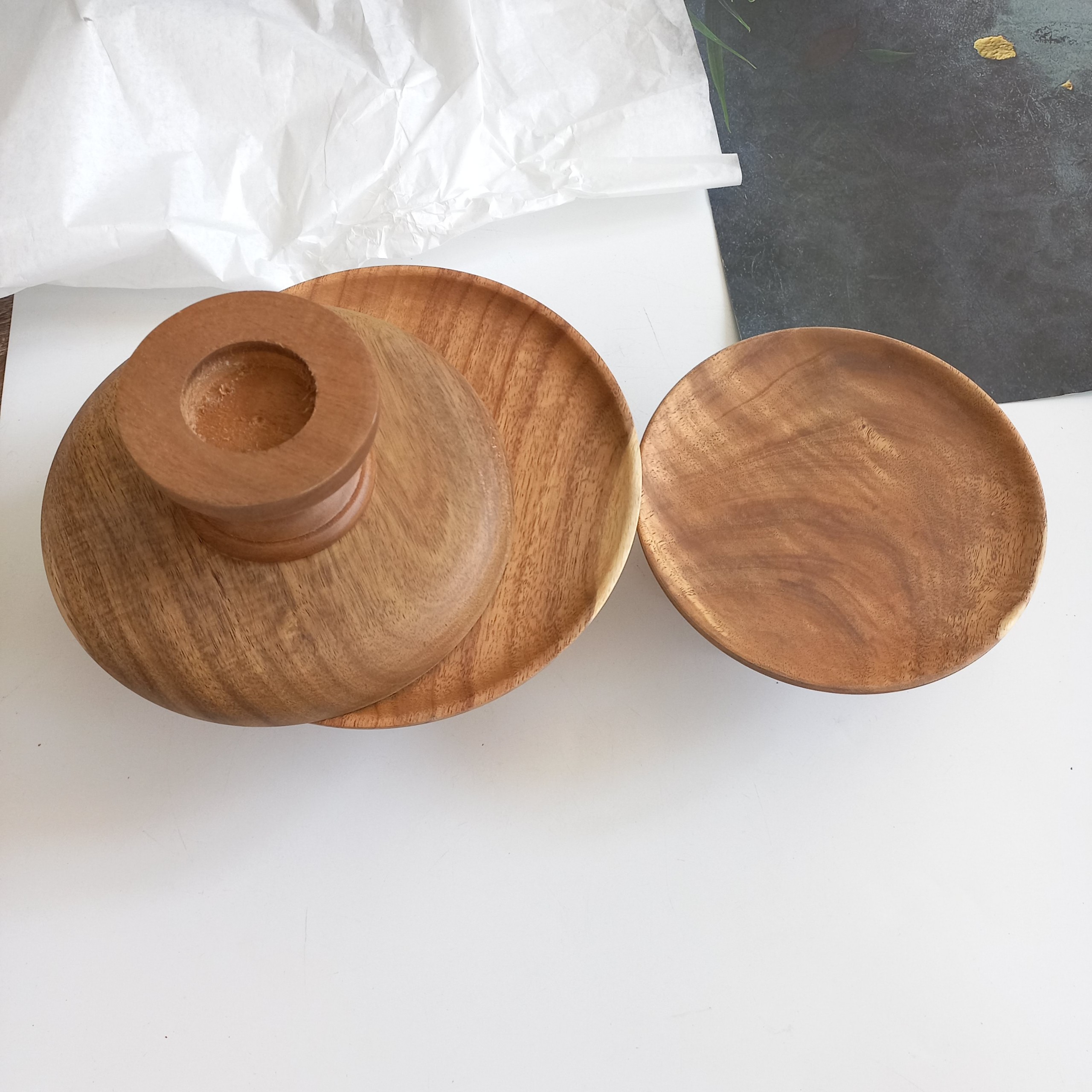 Mâm Bồng, Đĩa Cao Gỗ Keo Đựng Bánh Kem, Hoa Qủa, Cake Stand Decor Chụp Ảnh