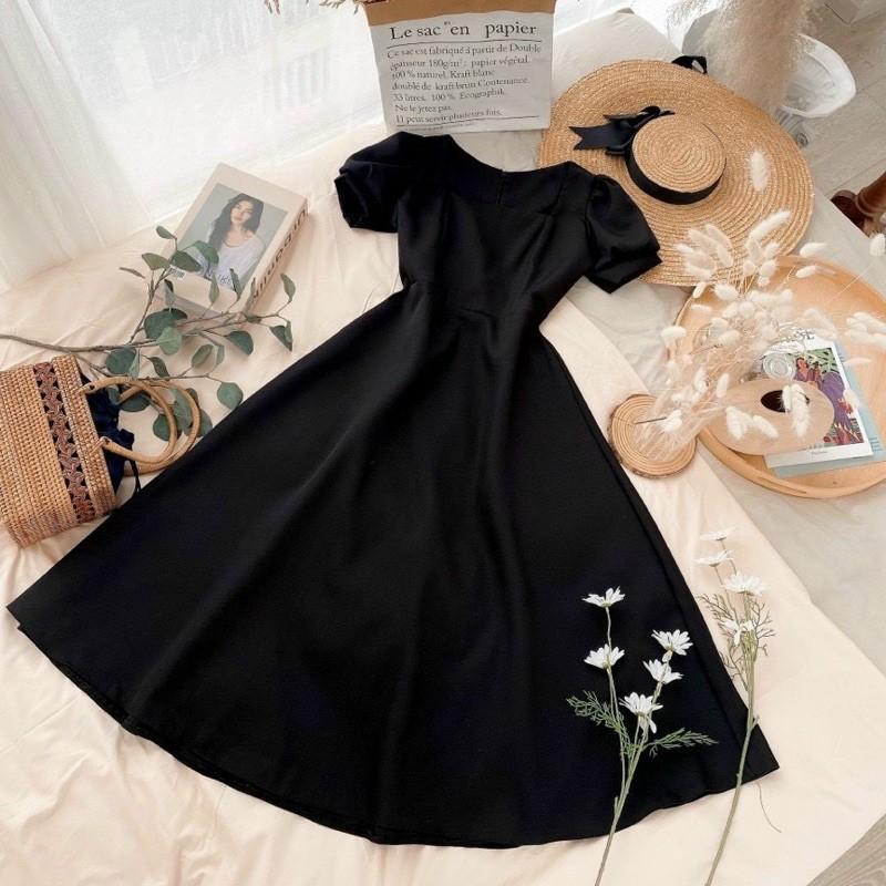 Đầm dự tiệc maxi Phong Cách Quyến Rũ Sang Trọng Thời Trang Thích Hợp Mặc Đi Dự Tiệc, Du Lịch Đầm váy xoè cổ vuông tay ngắn 3 màu