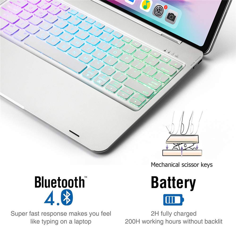 Bàn phím Bluetooth F17 dành cho ipad pro 12.9 (2018) NEW có đèn nền 7 màu Ốp Lưng Máy Tính Bảng Bao Da Thông Minh