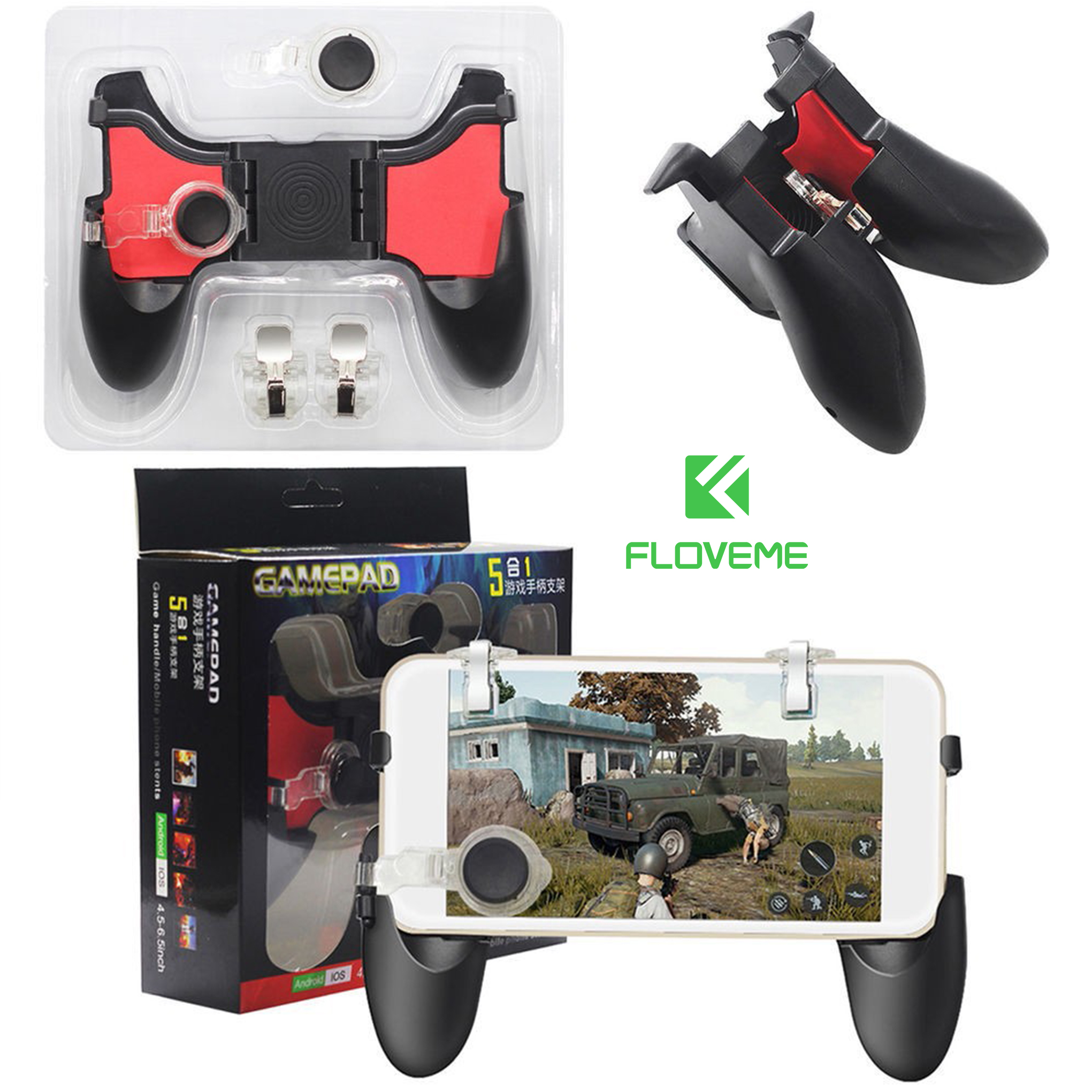 Tay cầm chơi game FLOVEME 5in1, kèm 2 nút bắn 2 nút di chuyển, chơi thả phanh - Thiết kế nhỏ gọn, tiện lợi, dễ dang mang theo. - Hàng chính hãng