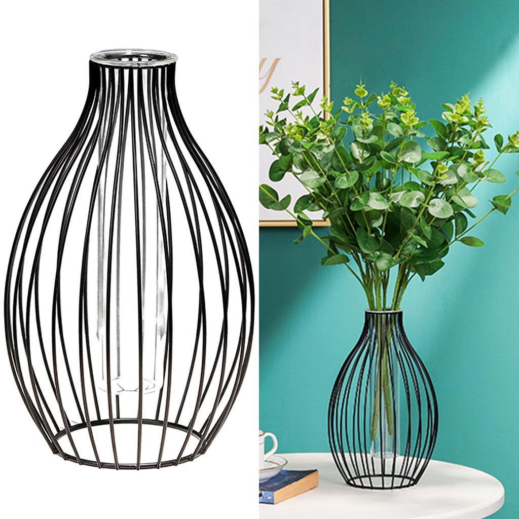 Iron Art Flower Vase Metal Frame Plant Holder Home Decor