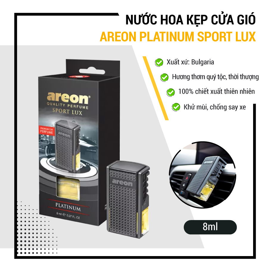 Nước hoa kẹp cửa gió ô tô Areon Platinum Sport Lux - Hương quý tộc, sang trọng, thời thượng