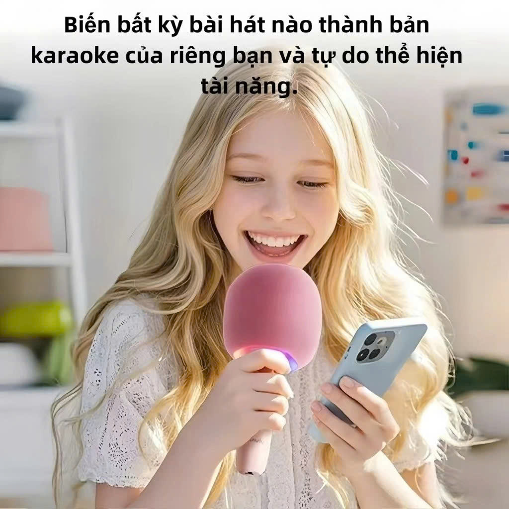 Micro Karaoke Bluetooth kèm loa kết nối điện thoại, máy tính bảng Hát Không Dây, Nghe Nhạc, Hỗ Trợ Kết Nối Thẻ Nhớ, USB Pin sạc - Hàng Chính Hãng