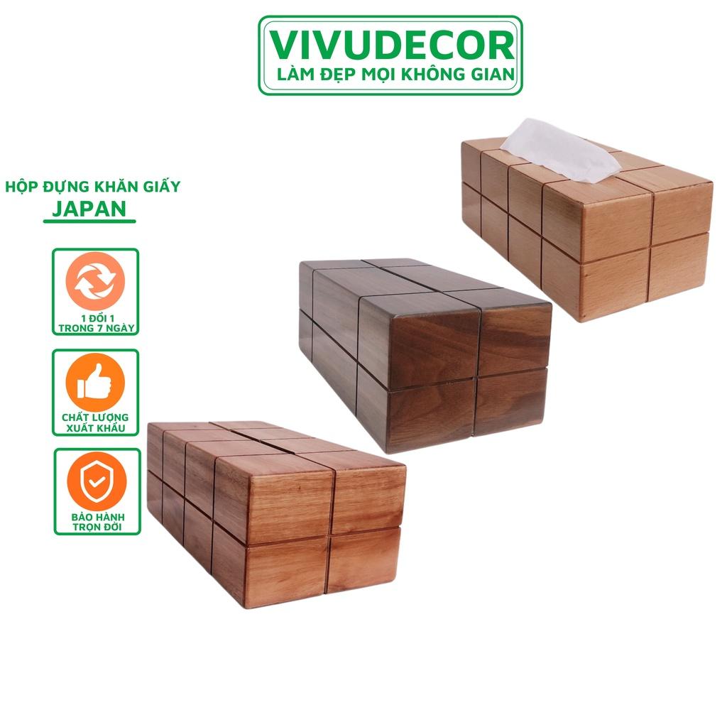 Hộp đựng khăn giấy VIVUDECOR HK01 100% gỗ tự nhiên