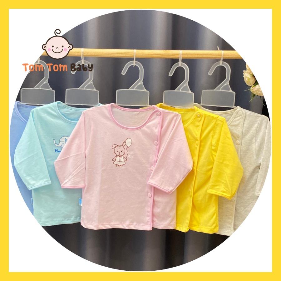 COMBO GIÁ SỈ - Combo 10 áo sơ sinh cotton tay dài màu cài nút lệch Thái Hà Thịnh
