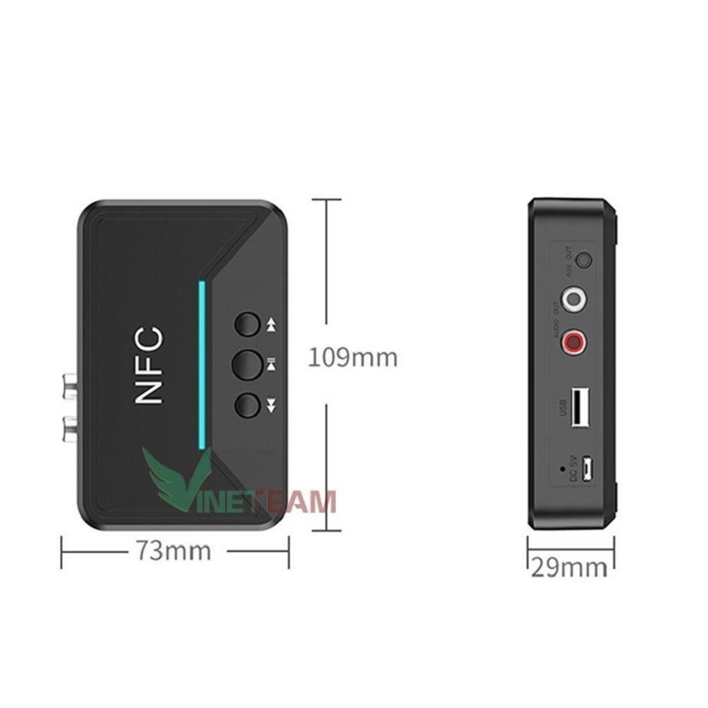 Bộ thu âm thanh bluetooth 5.0 NFC BT200, thiết bị nhận bluetooth biến loa, amply thường thành có bluetooth Music Audio Receiver - hàng chính hãng Vinetteam