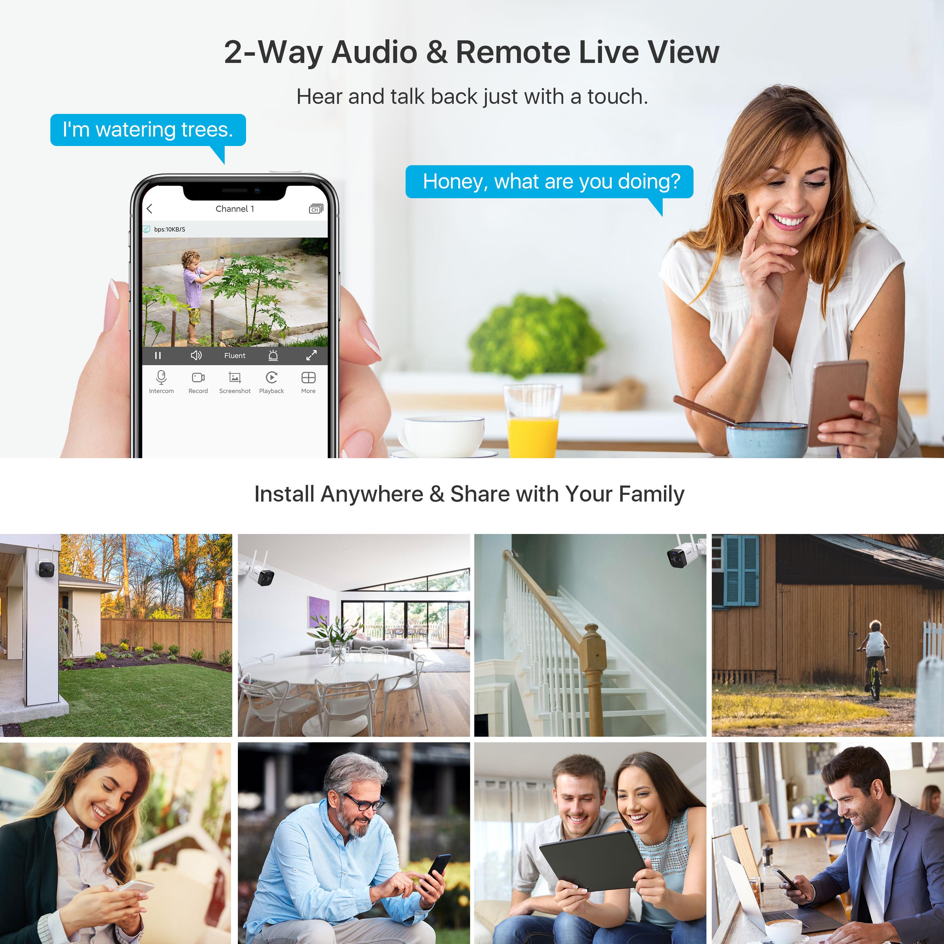 Zosi 3MP W4 Pro Hệ thống camera không dây WiFi Camera IP 8CH H.265 NVR Kit 2-Way Audio