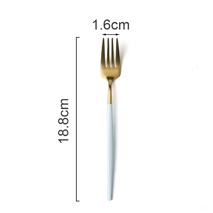ĐŨA - SÚP - NĨA INOX CAO CẤP KHÔNG MÒN | SET THÌA NĨA INOX PHONG CÁCH TÂN CỔ ĐIỂN HOME LUXURY DECOR XANH TRẮNG