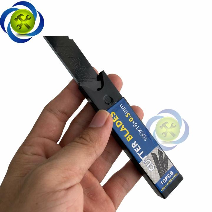 Lưỡi dao rọc giấy đen C-Mart A0041D 7 rãnh 10 lưỡi/hộp 100 X 18 X 0.5mm